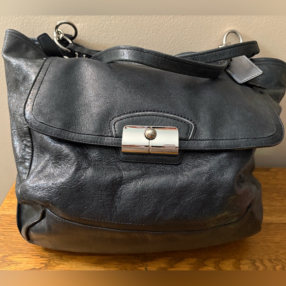 Coach Kristen  black purse with silver Hardware. Coach Kristen purse. Like new.